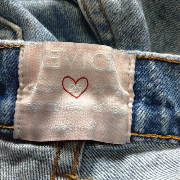 REVICE Size 25 Women's Blue Button Fly High Rise Distressed Raw Hem Denim Jeans - Picture 5 of 5